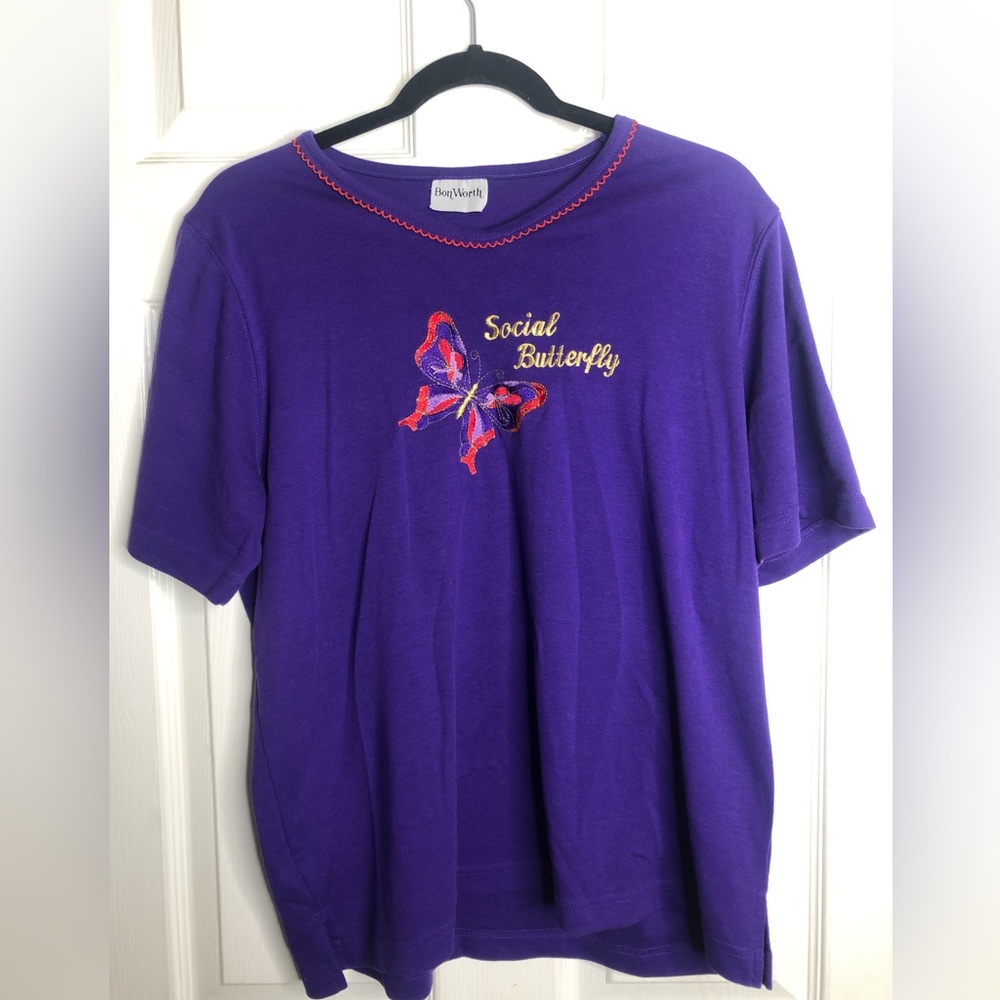 BonWorth Women’s Purple Social Butterfly Shirt